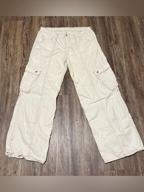 Levi's Superlow Cargo Pants Women's 31 Linen Blend Baggy High Rise in Off White